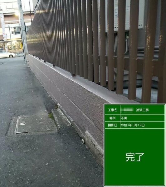 東京都府中市　門塀塗装工事の施工後　塗装が浮きやすい場所なため定期的にメンテナンスを！
